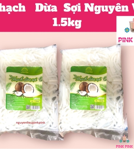 [THÙNG 10 GÓI] THẠCH DỪA BIBI 1.5KG - LOẠI:SỢI TRẮNG