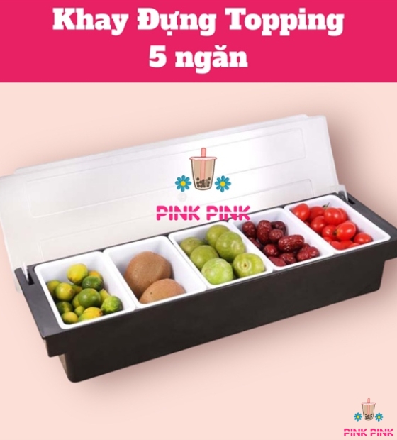 KHAY ĐỰNG TOPPING NHỰA 5 NGĂN