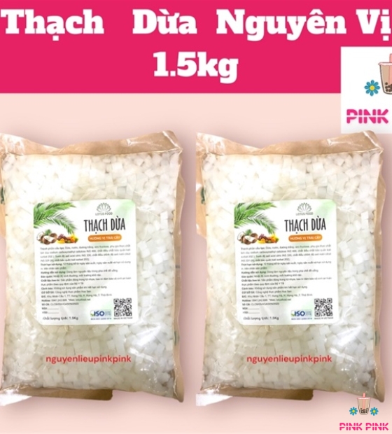 [THÙNG 10 GÓI] THẠCH DỪA BIBI 1.5KG - LOẠI:NGUYÊN VỊ CỤC VUÔNG
