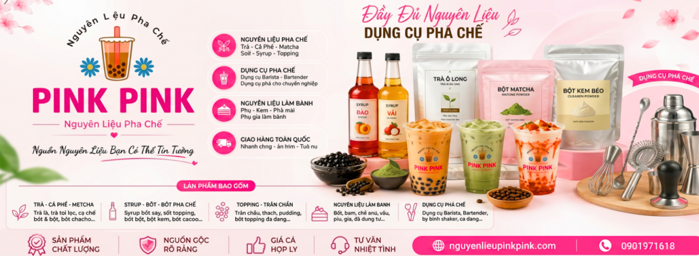 PINK PINK VÀ CÁC SẢN PHẨM MINH HOẠ VỀ CÁC THÀNH PHẦN CHÍNH TRONG NGUYÊN LIỆU PHA CHẾ - TẠO NÊN MÓN ĐỒ UỐNG TRÒN VỊ