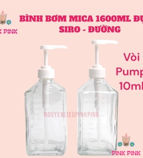DCPC BÌNH BƠM MICA 1600ML ĐỰNG SIRO - ĐƯỜNG CÓ VÒI PUMP 10ML