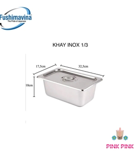 KHAY INOX ĐỰNG TOPPING KÈM NẮP 1/3