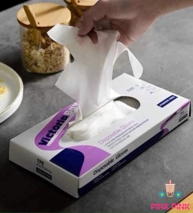 HỘP BAO TAY NILON DÙNG 1 LẦN (HỘP TÍM)